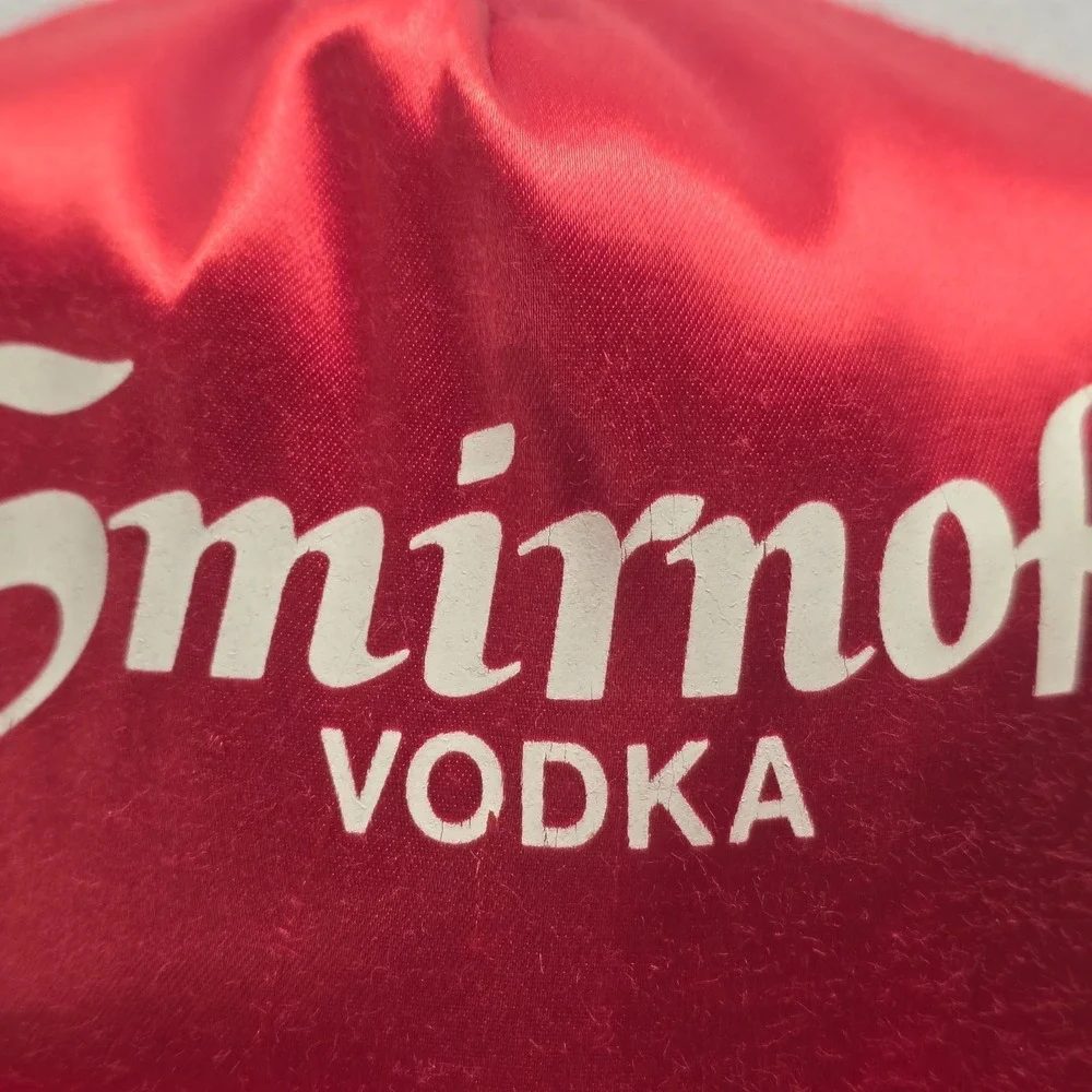 Vintage Smirnoff Vodka Red Satin Snapback Cap Hat Made In USA